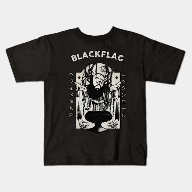 black flag Kids T-Shirt by RAZOR FORCE